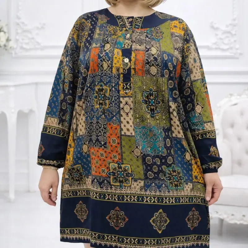 تونیک بیگ سایز زنانه طرح چهل تیکه ن نخ اندونزی خنک سایز بزرگ
