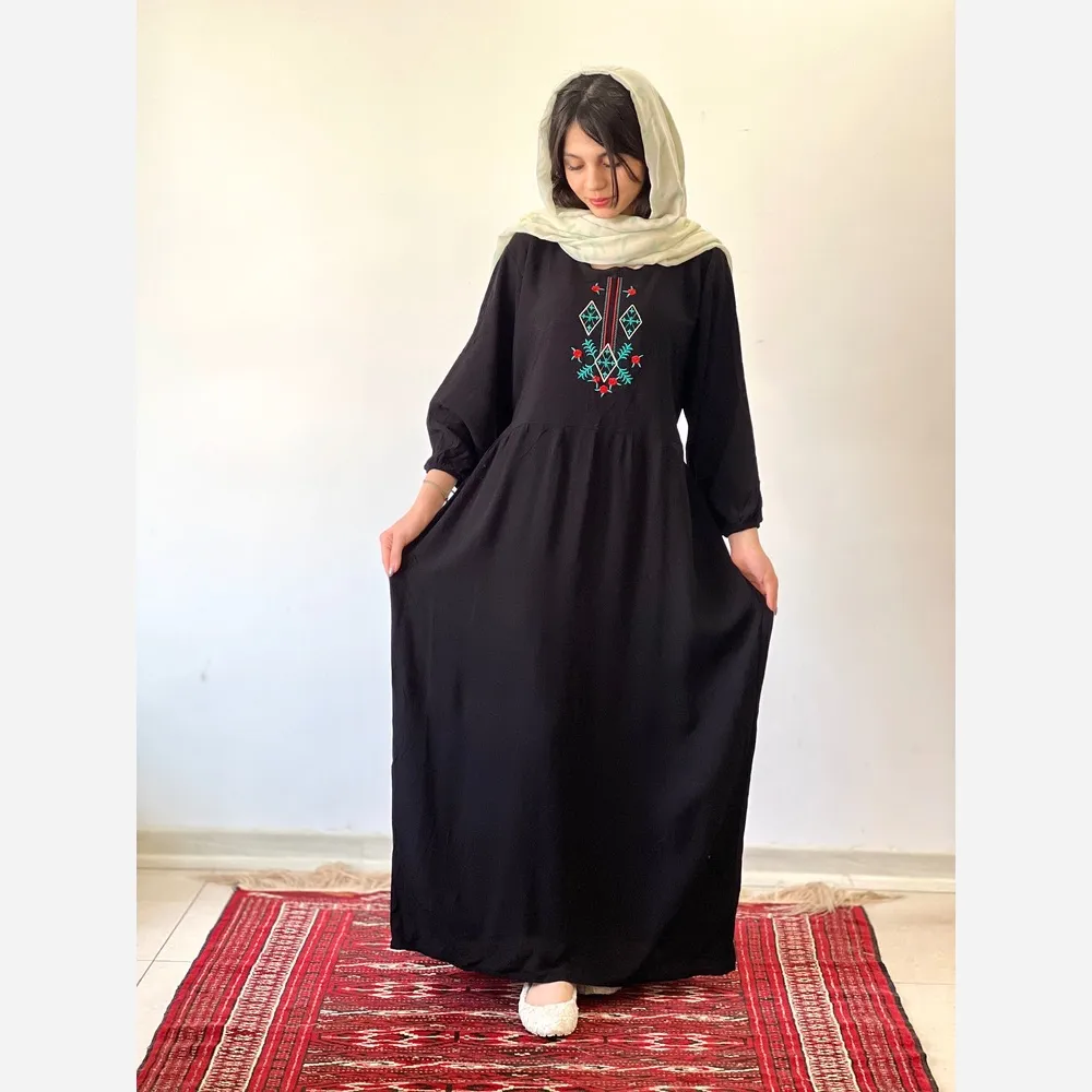 پیراهن ساحلی گلدوزی مایا جنس نخ ململ فری سایز