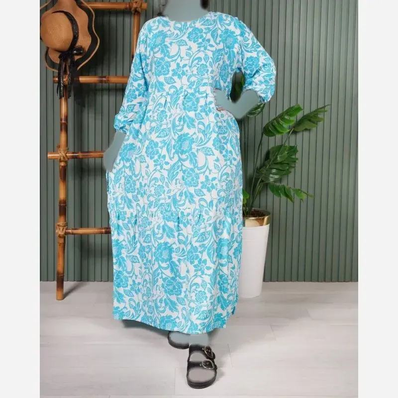 پیراهن نخی گل آیدا A7584