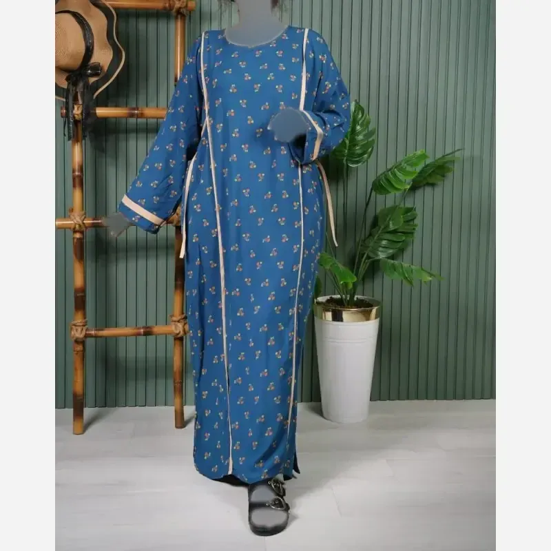 پیراهن نخی یال گل ململ U7585