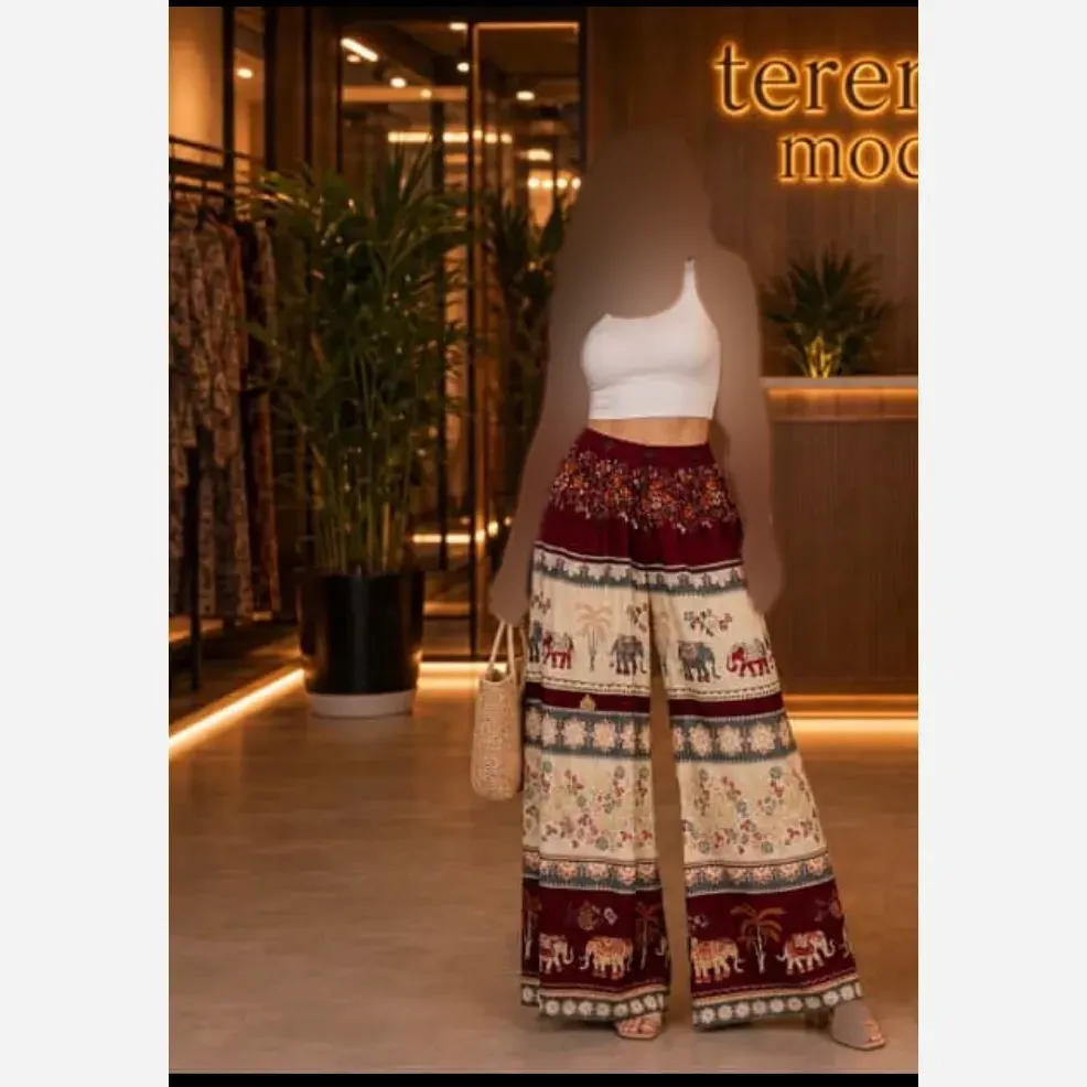 شلوار نخی طرح فیلی t8040