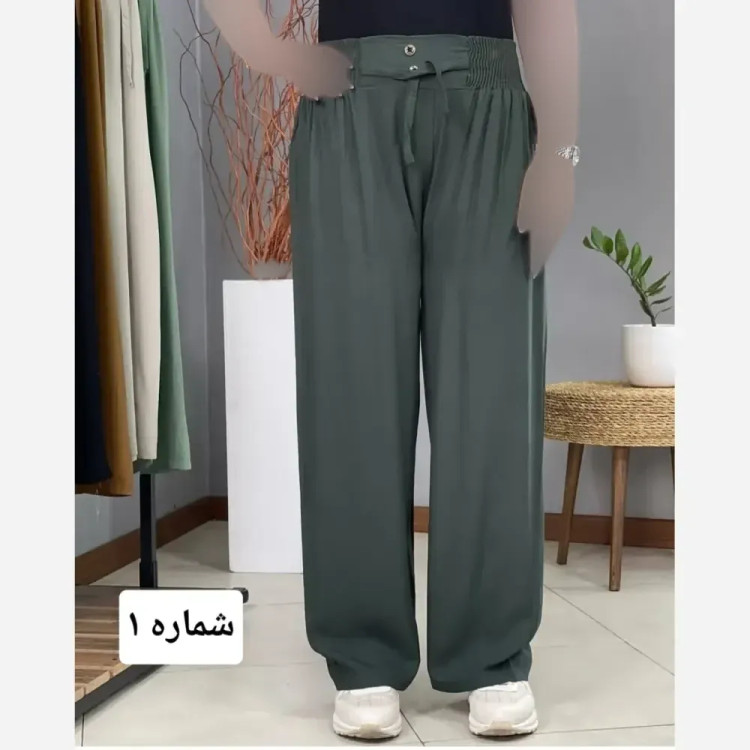 شلوار بگ نخی زنانه مدل ماسوله قد 107 فری سایز