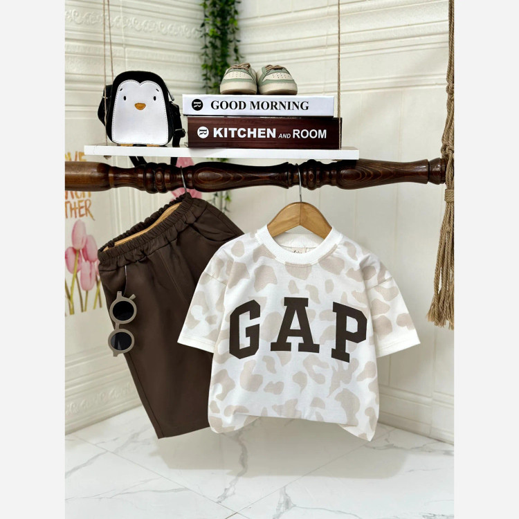ست تیشرت و شلوارک دخترانه GAP نخ پنبه و کتان مناسب 2 تا 8 سال