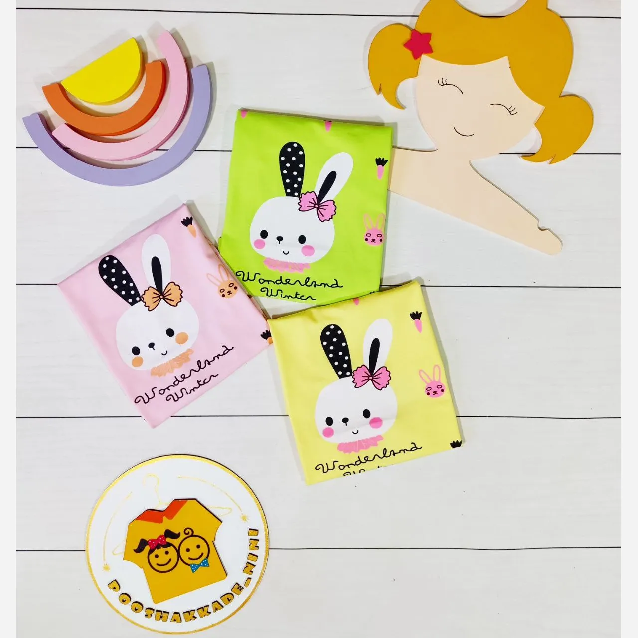 تیشرت بچگانه طرح خرگوش جنس نخ پنبه وارداتی سایز 6 ماه تا 3.5 سال