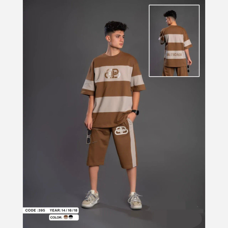 ست تیشرت و شلوارک پنبه دورس نوجوان و جوان قواره بزرگ و آزاد