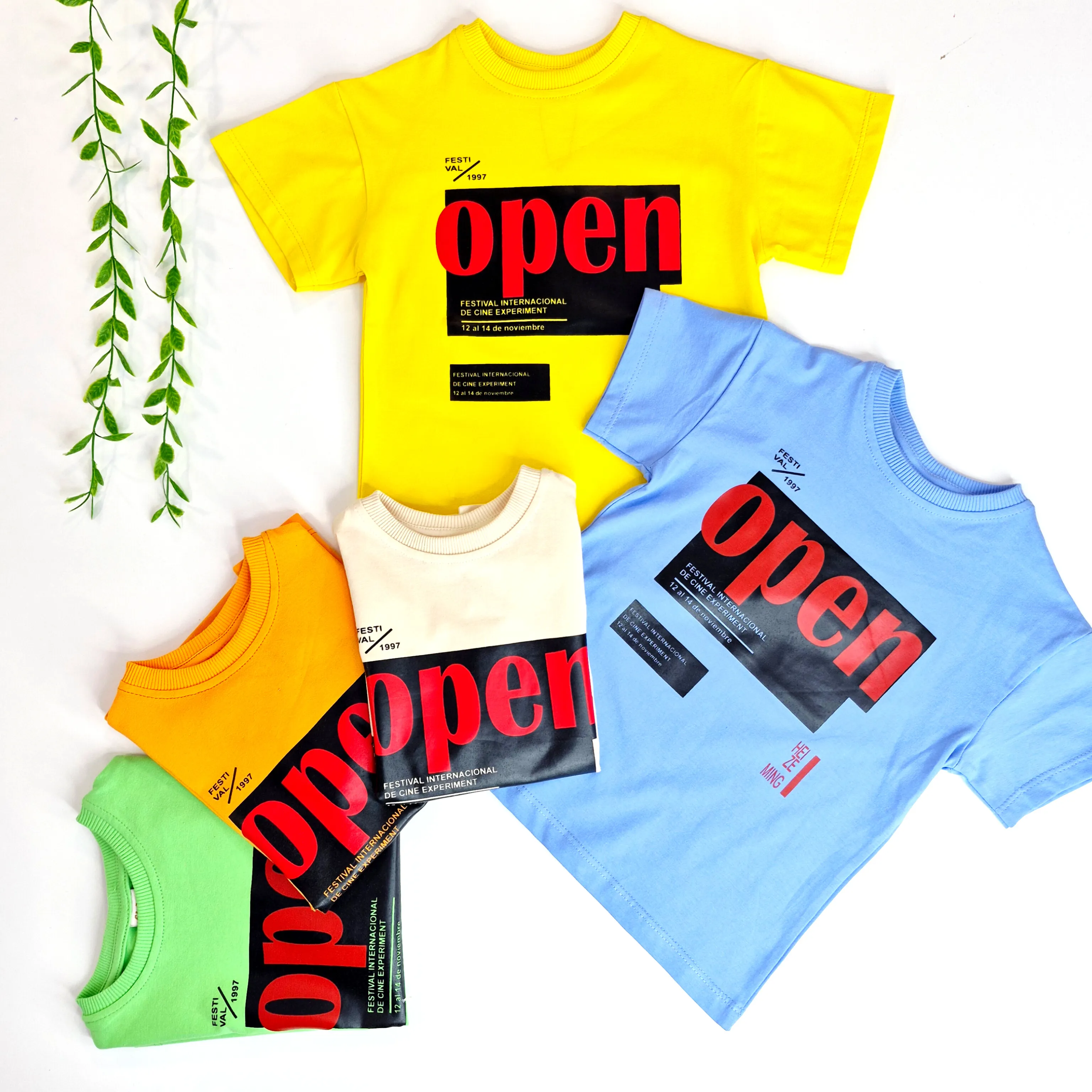 تیشرت بچگانه رنگی طرح open در سایزهای 2 تا 6