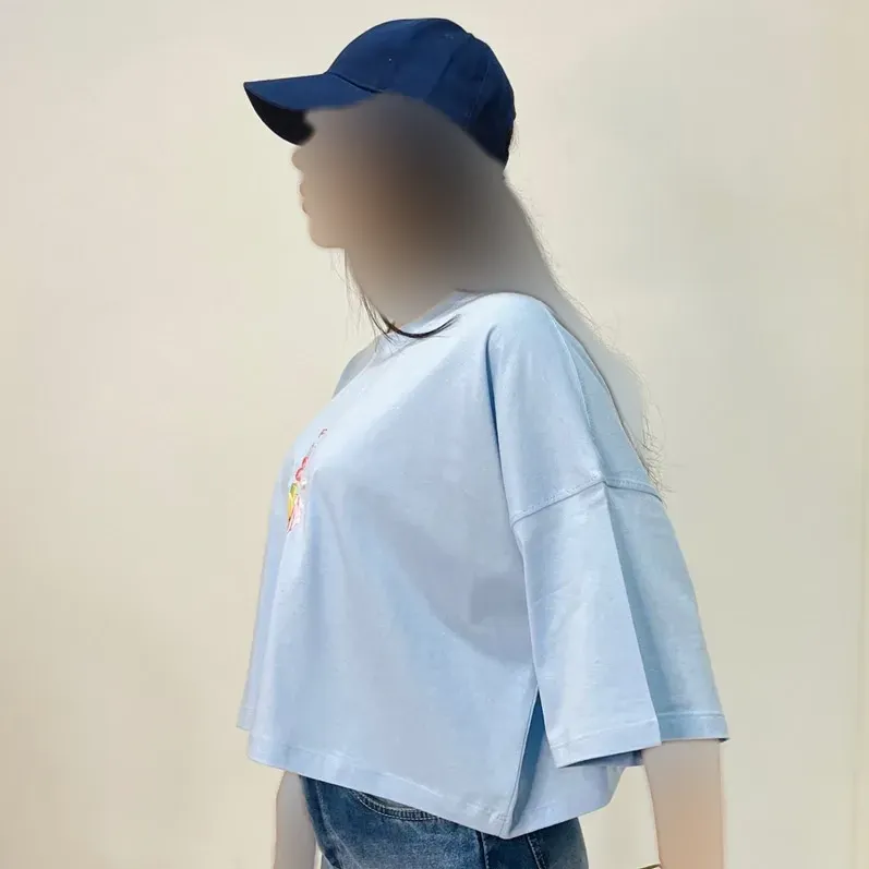 تیشرت کراپ باکسی زنانه طرح نوشیدنی جنس نخ پنبه