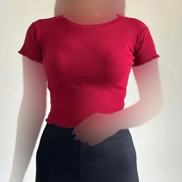 کراپ تیشرت کبریتی مدل 1131 راهراه رنگی فری سایز زنانه