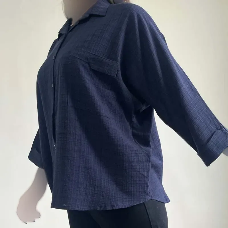شومیز لینن خفاشی زنانه قد 67 سانت دور سینه 144 سانت کد 1365