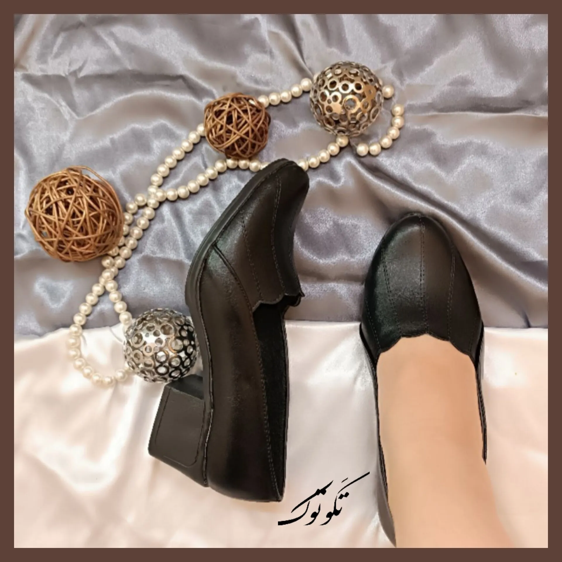 کفش طبی زنانه پاشنه دار مدل هلالی رویه چرم بیاله درجه یک پاشنه 5 سانت