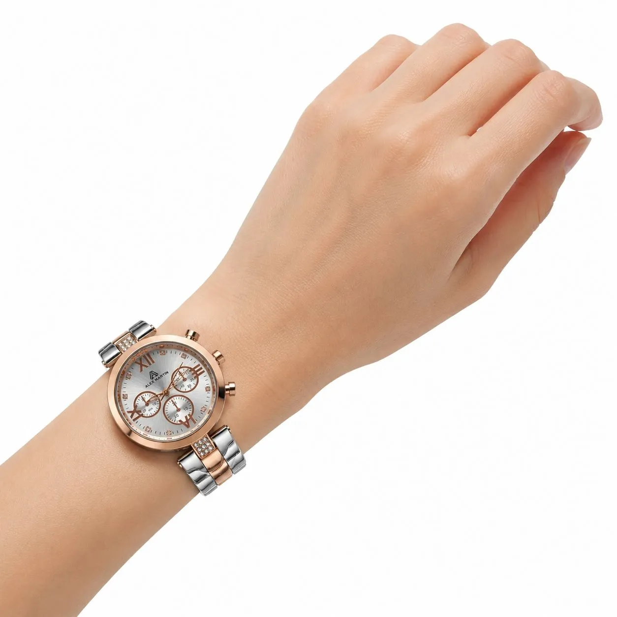 ساعت زنانه استیل رزگلد الکس مارتین طرح سه موتور رفرانس 8025