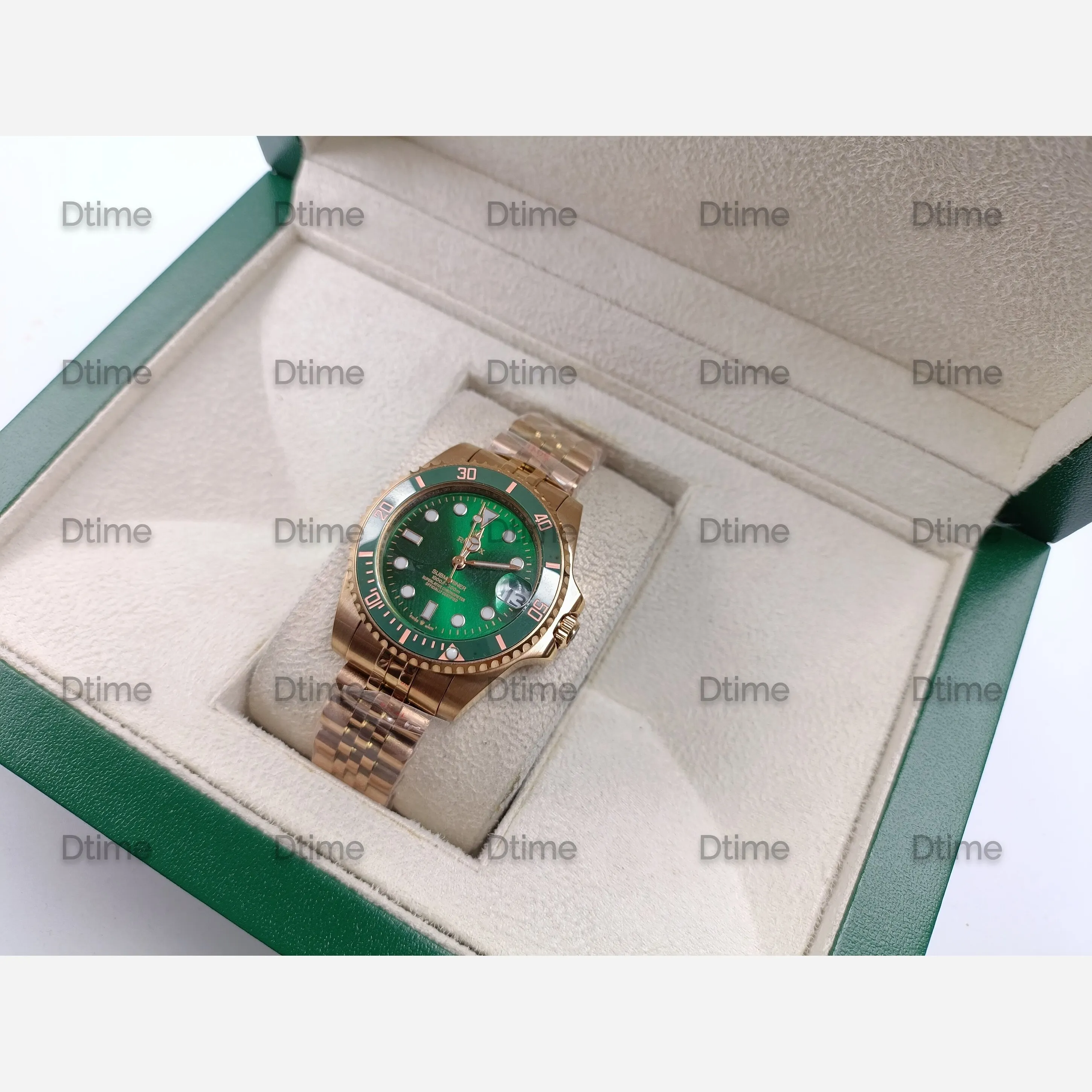 ساعت مچی زنانه رولکس ساب مارینر رزگلد صفحه سبز با بند استیل و موتور ژاپن