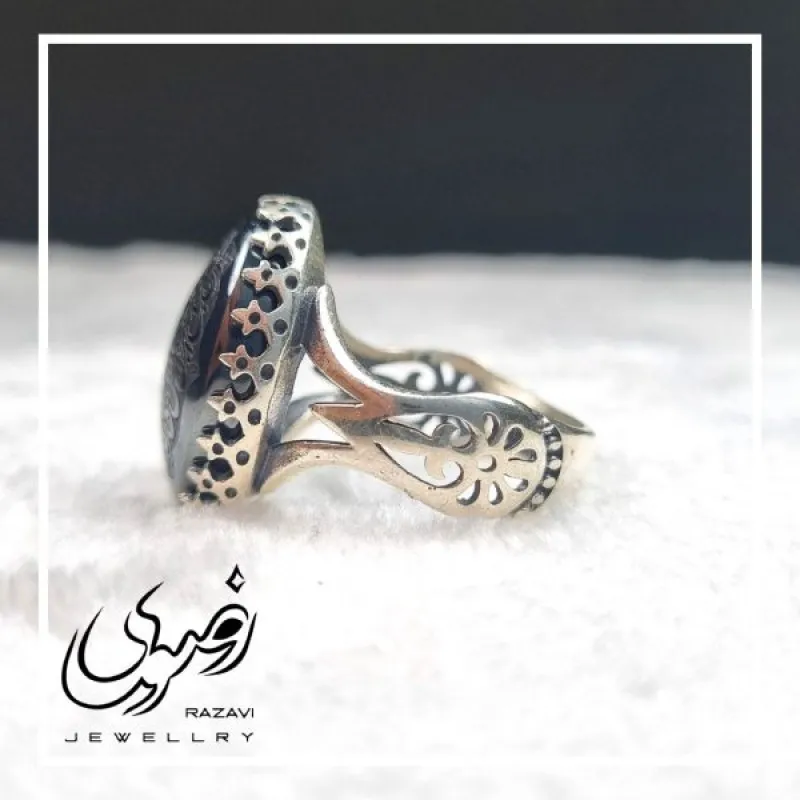 انگشتر حدید صینی مردانه طرح نیزه