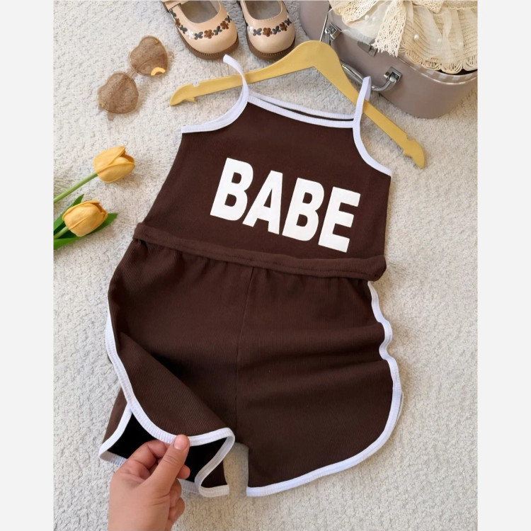 رمپر دخترانه پنبه کبریتی مدل BABE در 4 رنگ سایز 2 تا 9 سال