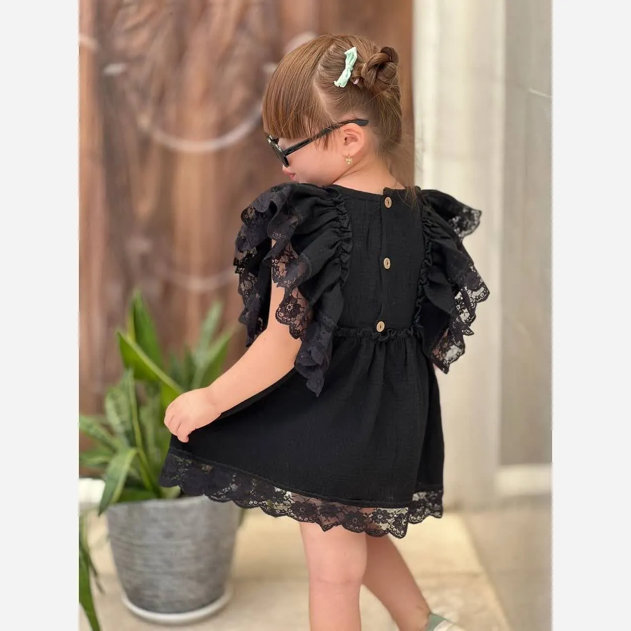 سارافون گیپوری پرنسسی دخترانه جنس موسلین خنک مناسب 2 تا 7 سال