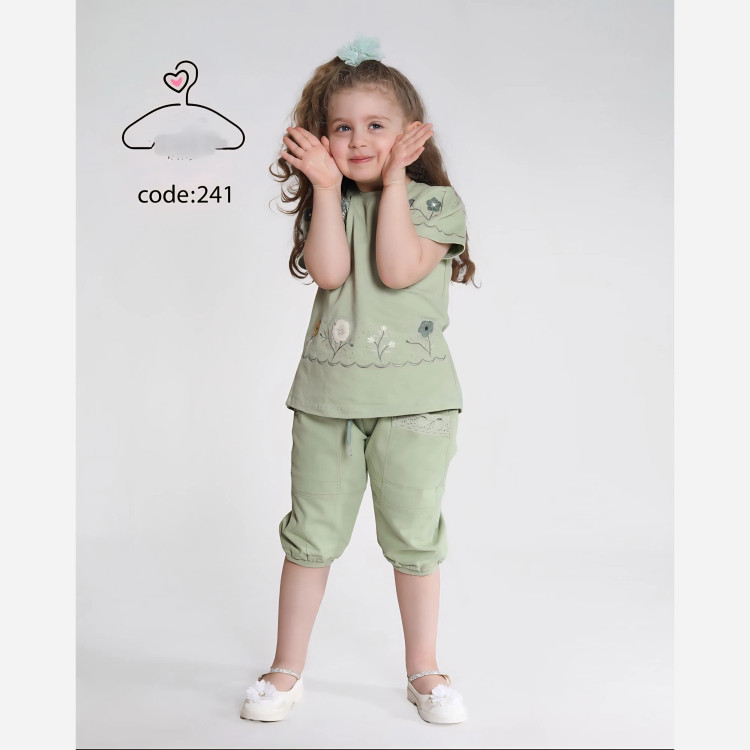 ست تاپ و شلوارک دخترانه جنس بلوز پنبه لاکرا و شلوارک کتان سایز 40 تا 55