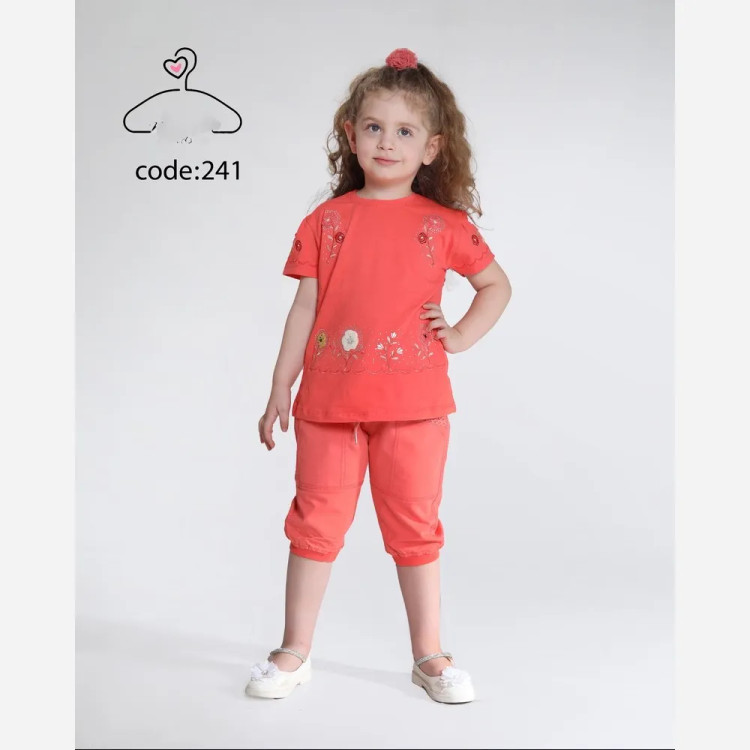 ست تاپ و شلوارک دخترانه جنس بلوز پنبه لاکرا و شلوارک کتان سایز 40 تا 55