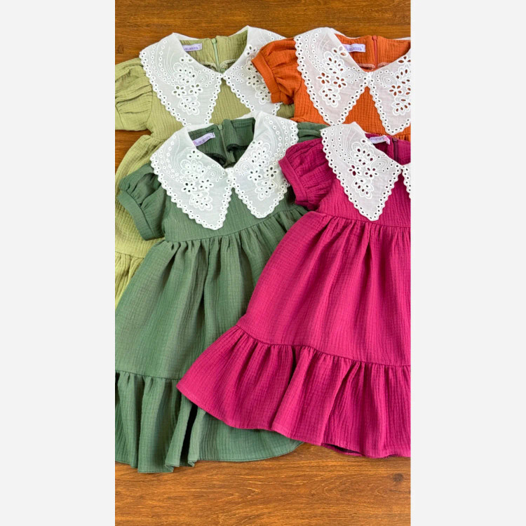 پیراهن دخترانه موسلین تابستانه خنک سایز 3 تا 9 سال