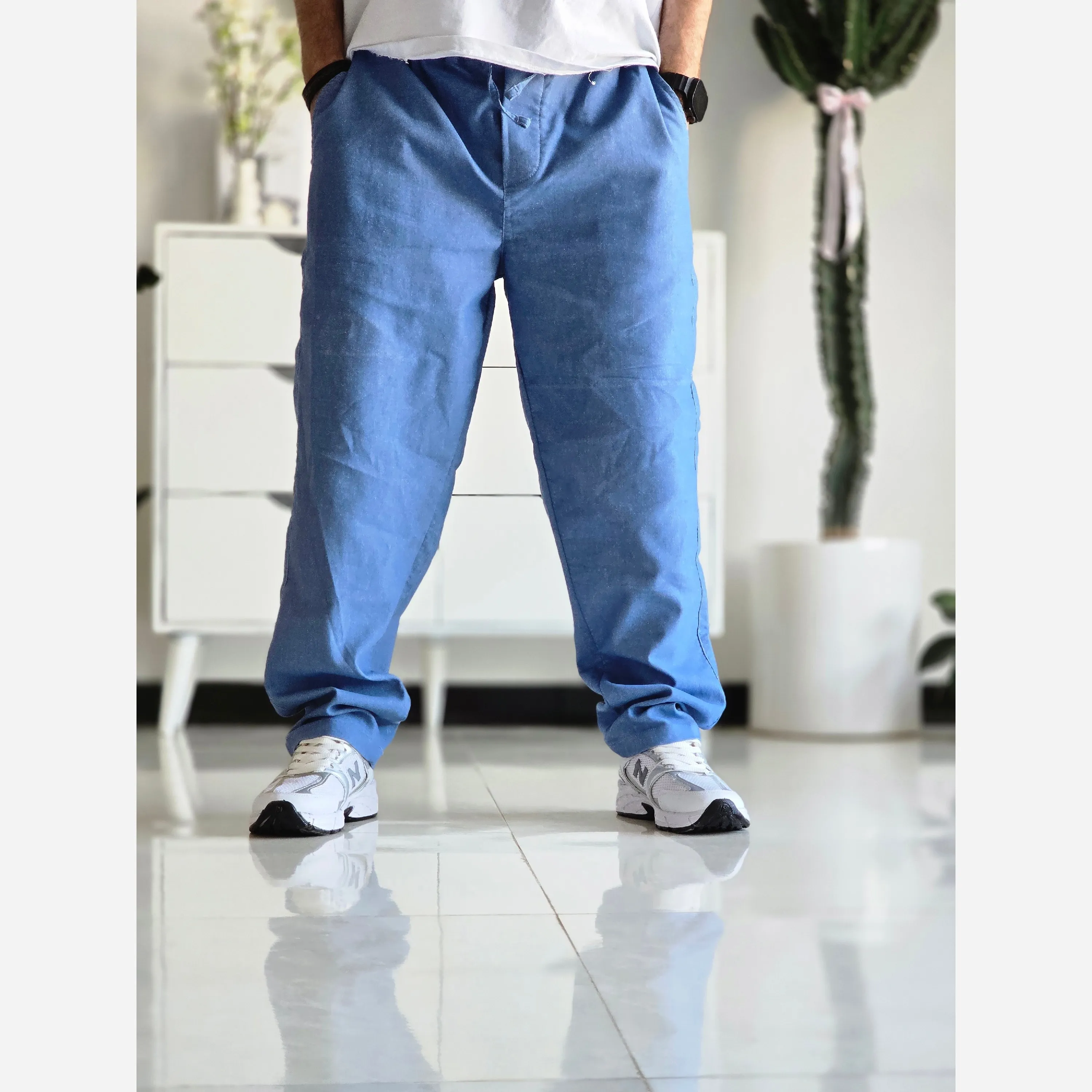 شلوار مام فیت پارچه بنگال کمرکش زنانه و مردانه در رنگبندی متنوع سایز XL و XXL
