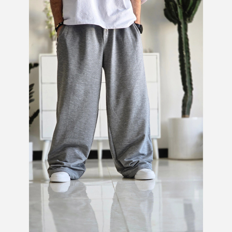شلوار اسلش فول بگ مردانه و زنانه پارچه ملانژ رنگ طوسی سایز XXL و XXXL