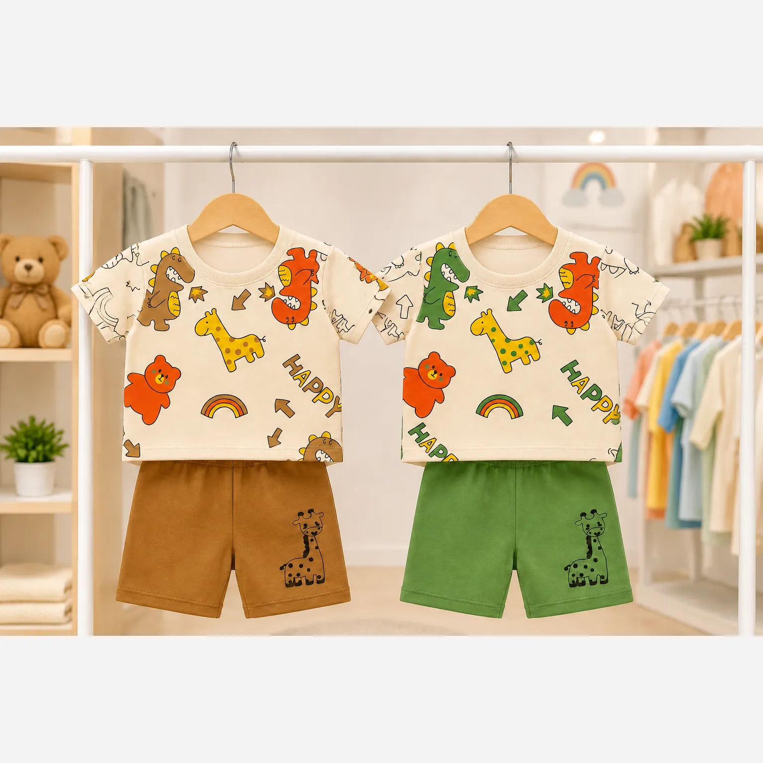 ست بلوز و شورت پسرانه اسپان سایز 40 تا 55 مناسب 2 تا 8 سال