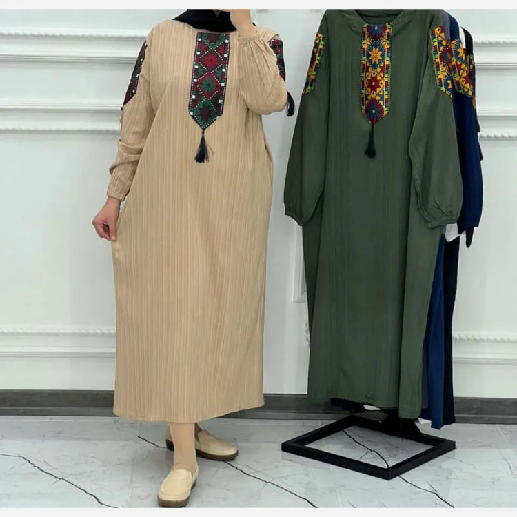 پیراهن زنانه کراش کتیبه ای فری سایز مناسب تا سایز 50