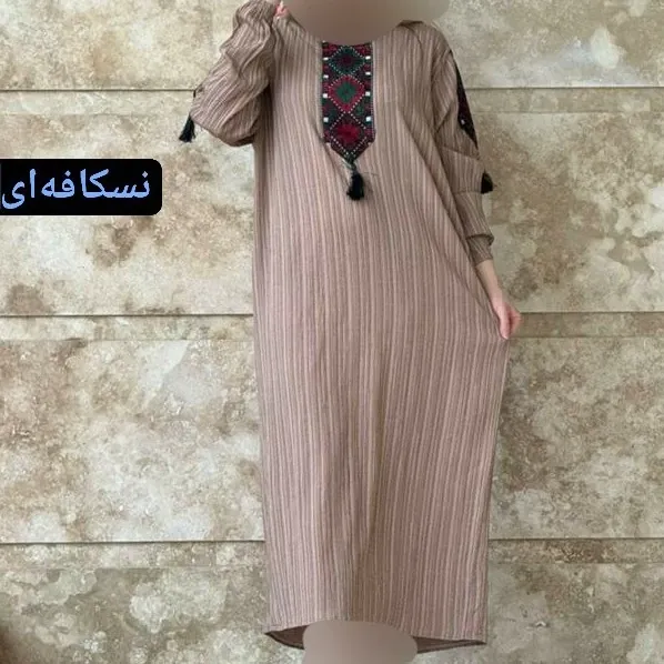 پیراهن زنانه کراش کتیبه ای فری سایز مناسب تا سایز 50