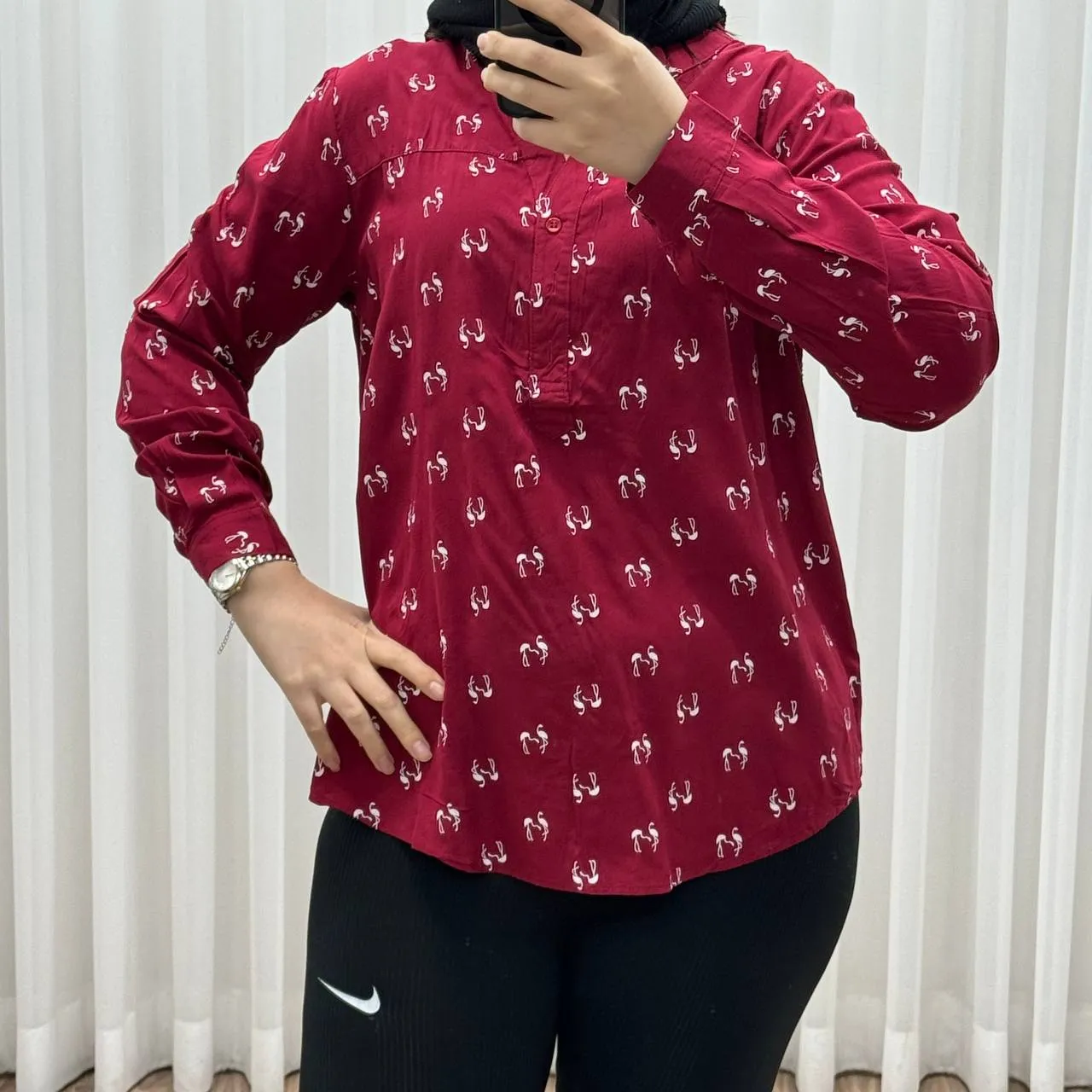 شومیز نخی وارداتی مدل فلامینگو کد 1363 فری سایز تا 50 تنخور شیک و راحت چهارفصل