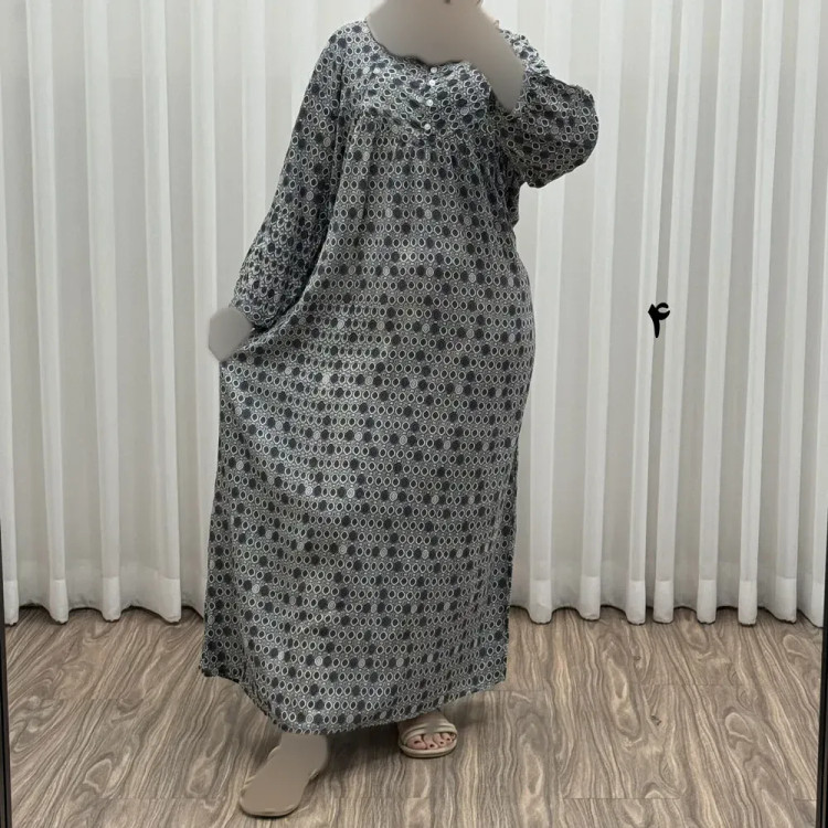 پیراهن نخی زنانه سایز بزرگ مدل هندی دکمه دار فری سایز تا 52