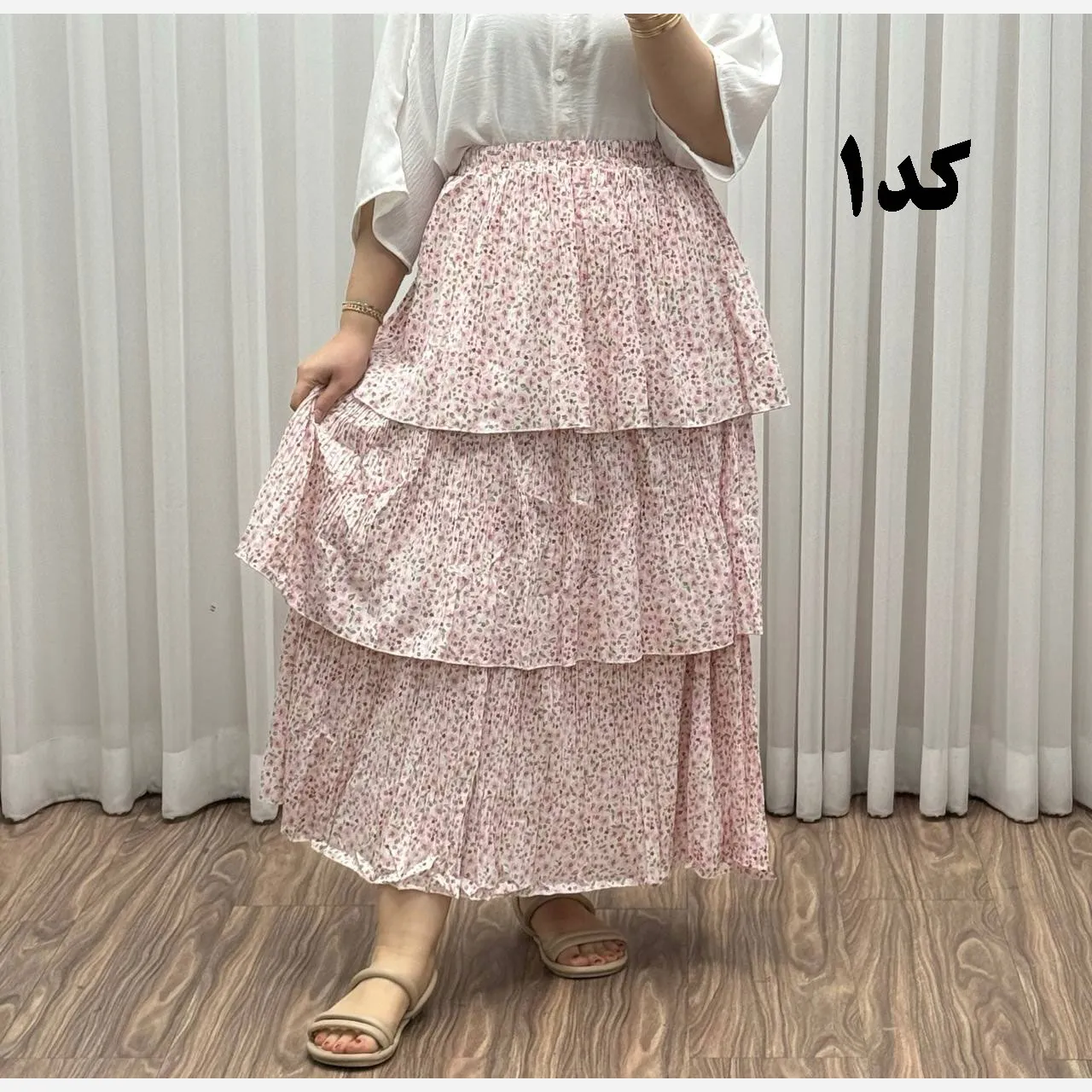 دامن وارداتی نخ کریشه فری سایز تا 48 قد 130 زنانه چهارفصل شیک راحت بدون بدن نما