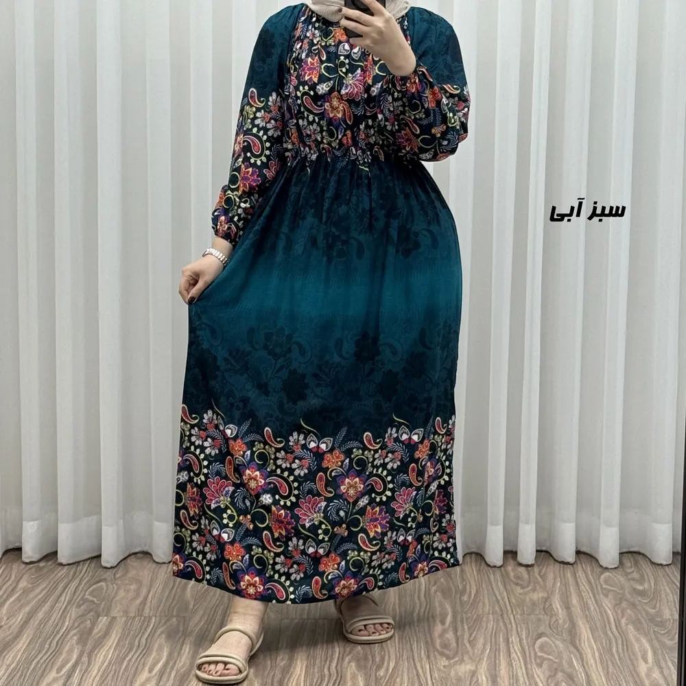 پیراهن ساحلی نخی زنانه فری سایز مدل حاشیه ترمه مناسب سایز 38 تا 50