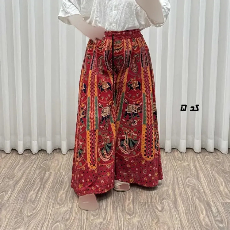 دامن شلواری زنانه لنگی کتان فری سایز مناسب تا سایز 46