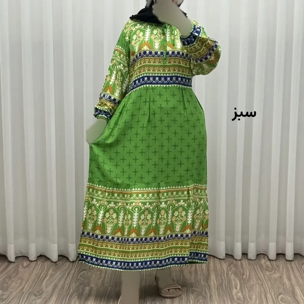 پیراهن ساحلی زنانه نخی مدل حاشیه دار ستاره فری سایز مناسب تا 46