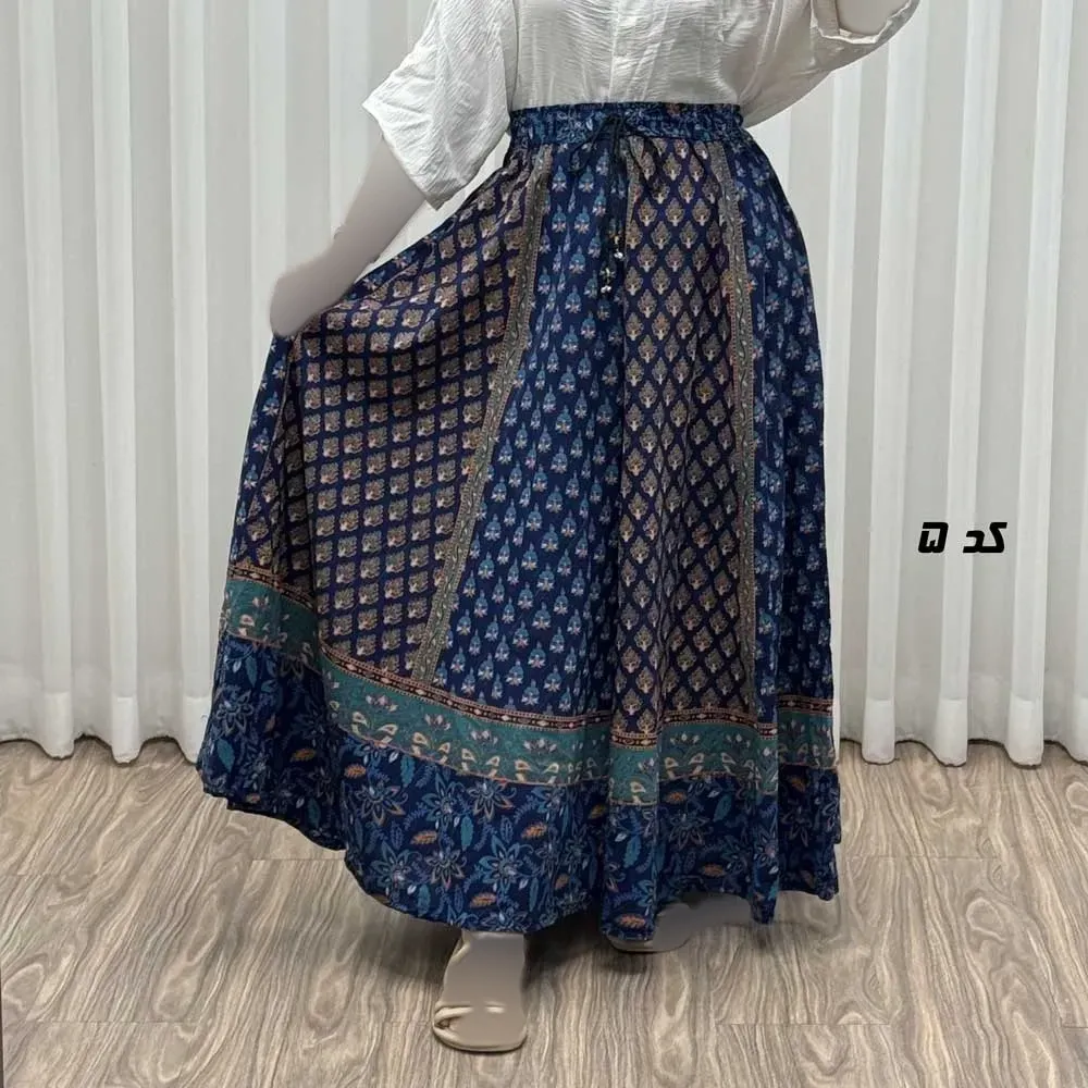 دامن زنانه لنگی کتان فری سایز مناسب تا سایز 52
