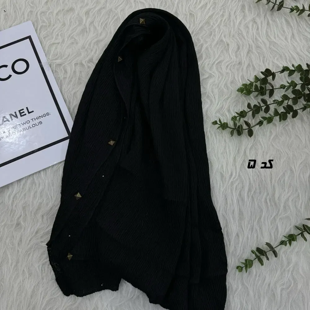 شال نخی مشکی قواره بزرگ 90 در 200 سانتیمتر بدون سُر خوردن و چروک شدن