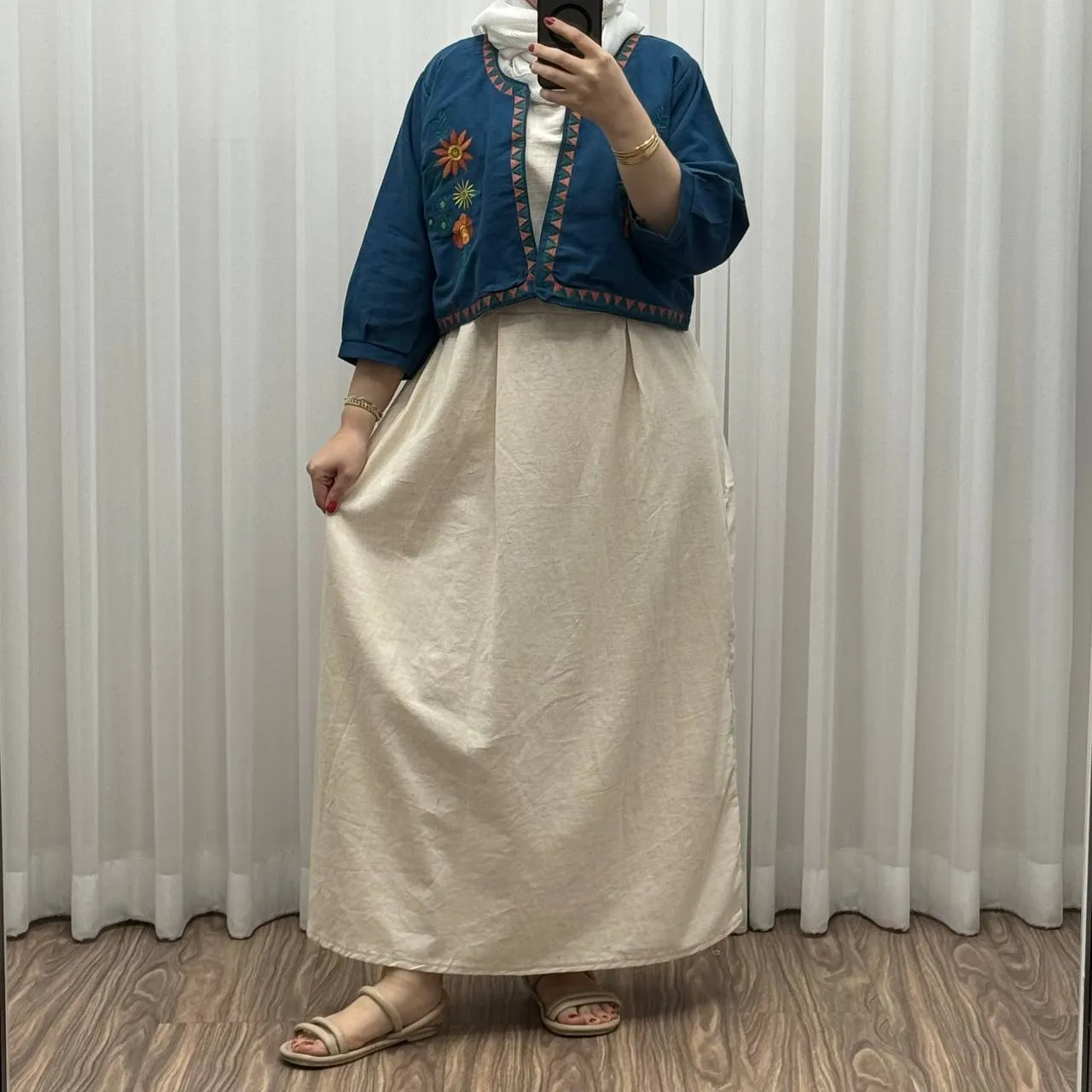 کت سارافون لینن مدل یولیا فری سایز زنانه مناسب تا سایز 48 چهارفصل شیک و راحت