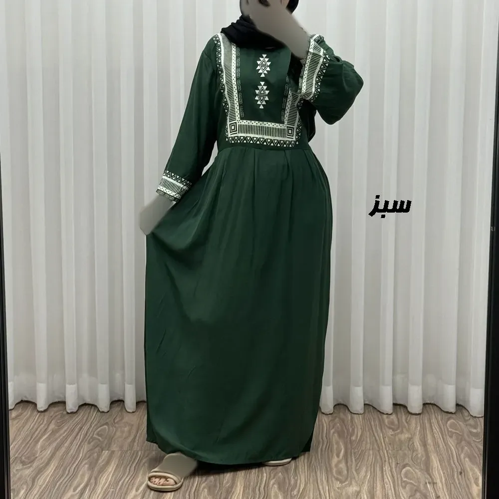 پیراهن ساحلی نخی زنانه مدل سرخپوستی فری سایز مناسب تا 44 با کمربند