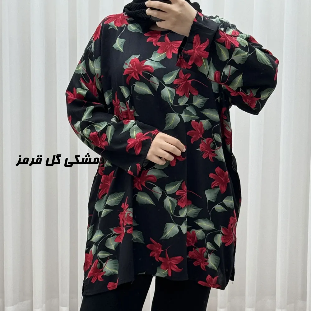 تونیک نخی زنانه طرحدار فری سایز مناسب تا سایز 52
