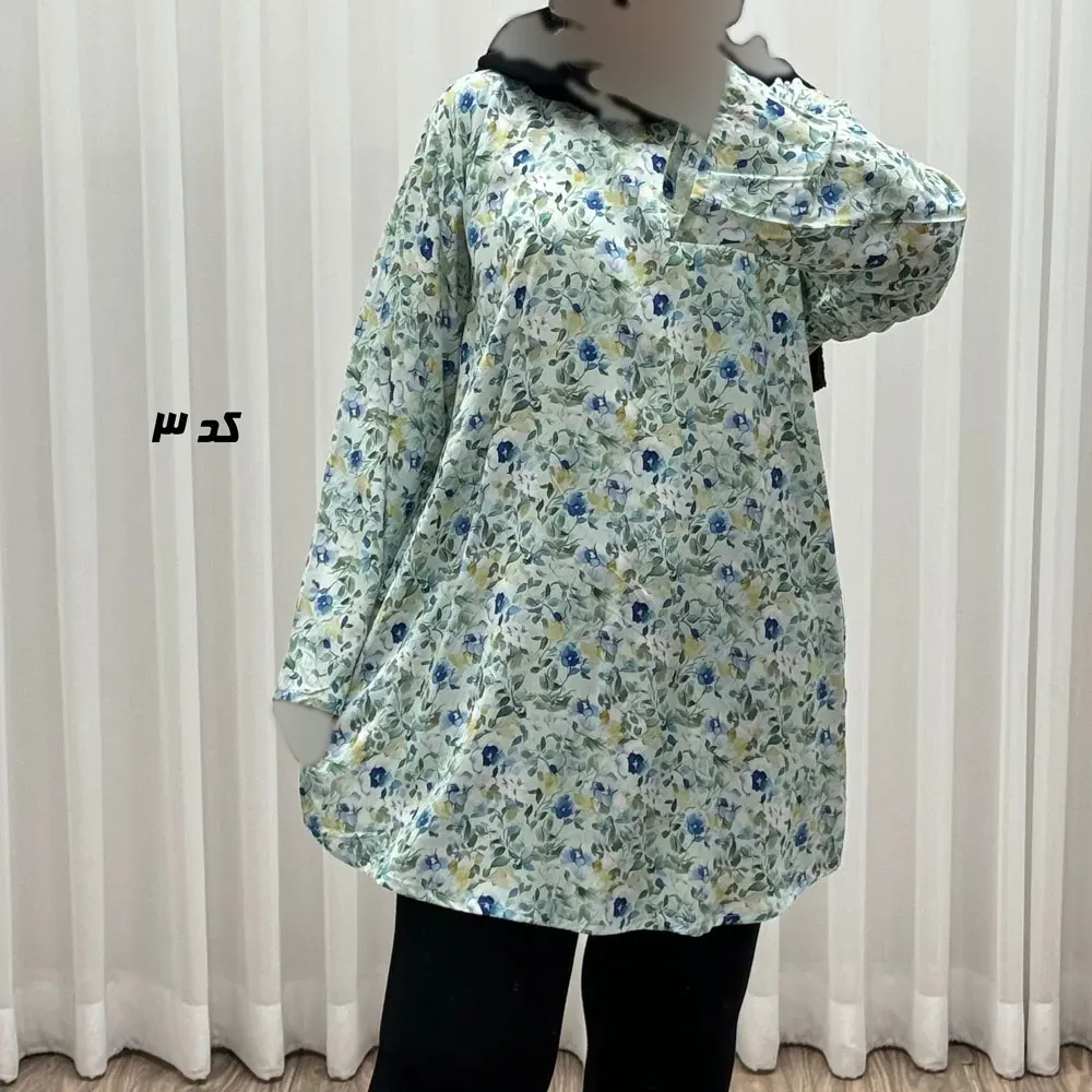 تونیک نخی زنانه مدل هاوایی سایز بزرگ فری سایز تا 50 دکمه دار