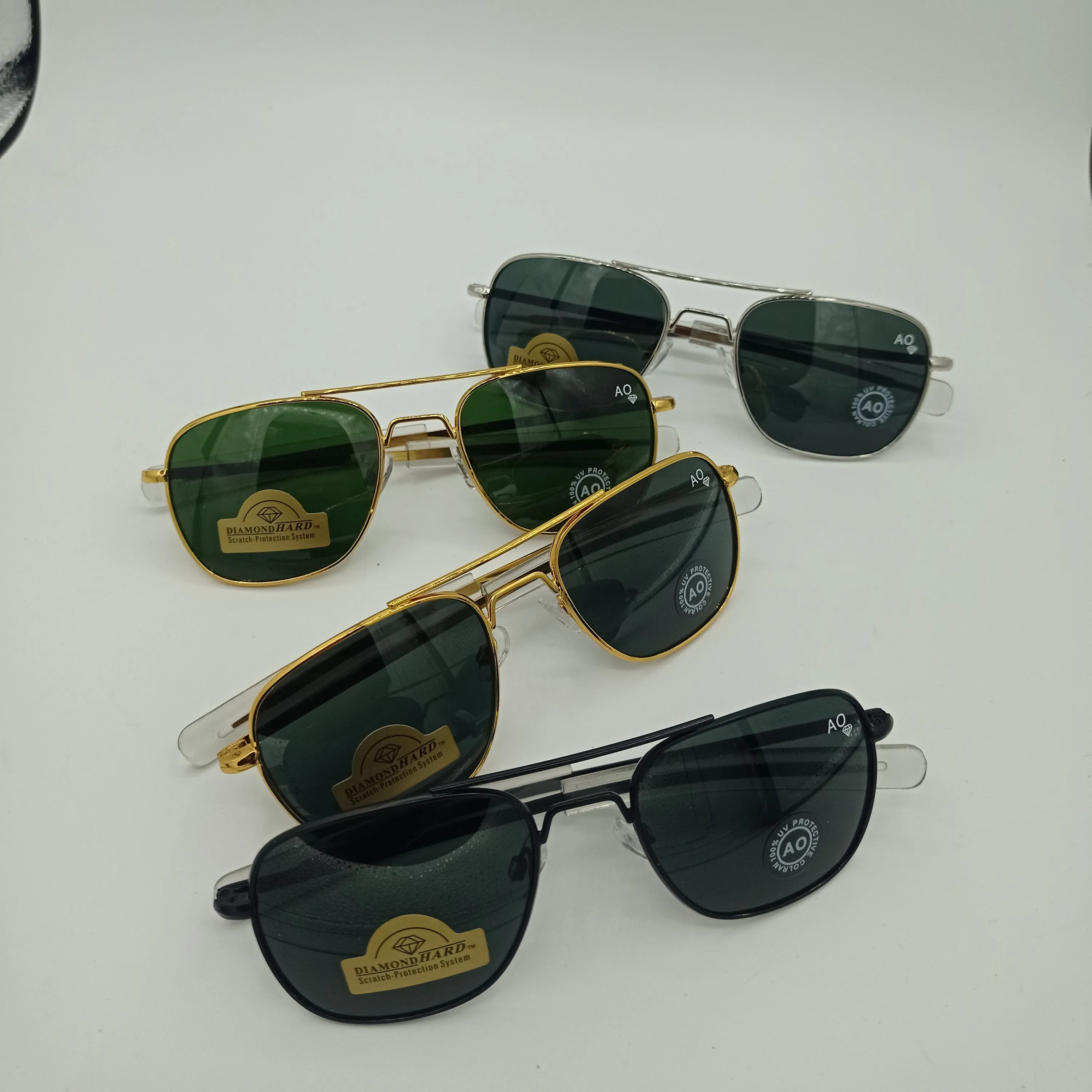 عینک آفتابی خلبانی AO آنتی رفلکس ضد خش شیشه سنگ سایز 56 USA استیل رنگ ثابت