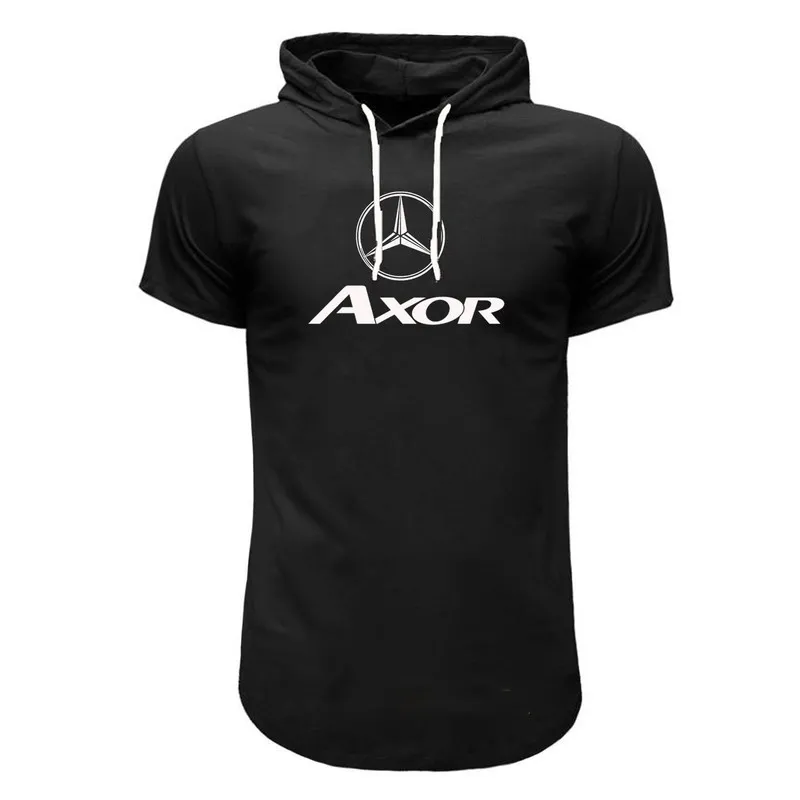 تیشرت کلاه دار مردانه طرح akor مدل b6000 سفید و قرمز