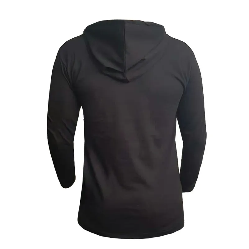 تیشرت آستین بلند مردانه طرح Y3 مدل U4789 کلاه دار نخی اعلا در دو رنگ مشکی و سفید سایز L XL 2XL