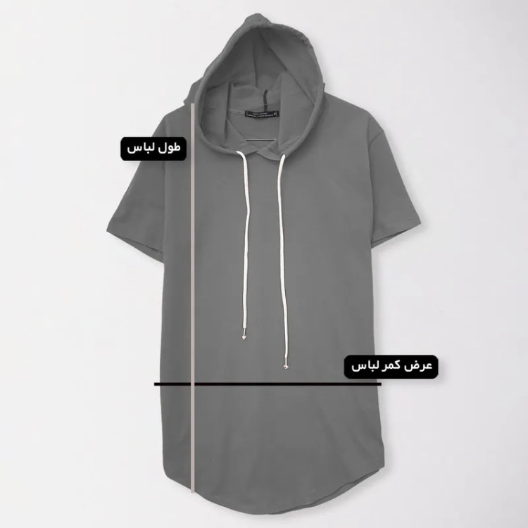 تیشرت کلاه دار مردانه مدل 001051 سرمه ای ساده نخ آستین کوتاه یقه گرد
