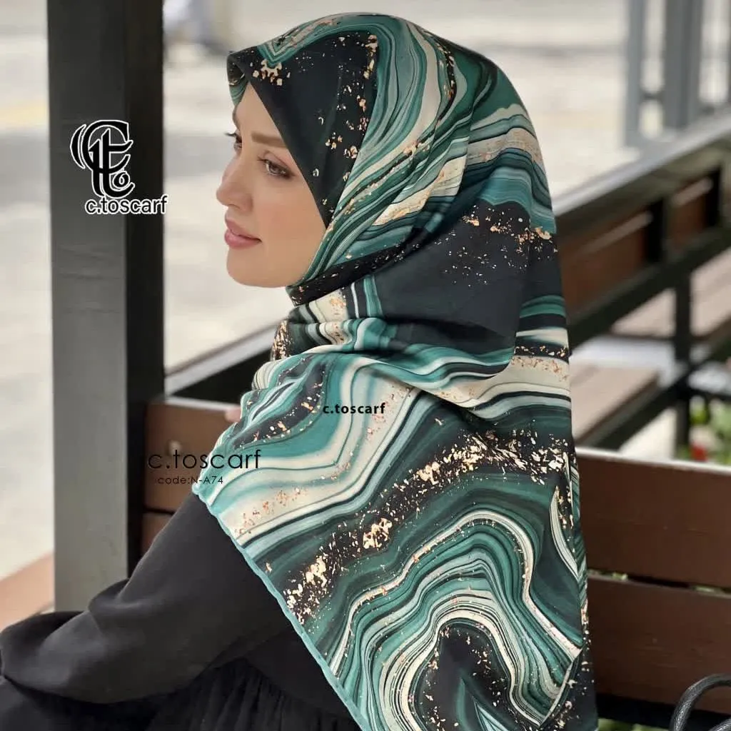 روسری نخی کاستوم طرح رزین سیتو قواره بزرگ 140سانت شیک و خوش ایست