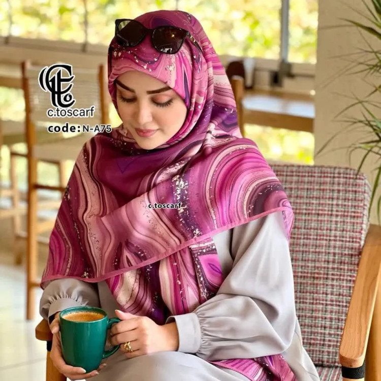 روسری نخی کاستوم طرح رزین سیتو قواره بزرگ 140سانت شیک و خوش ایست
