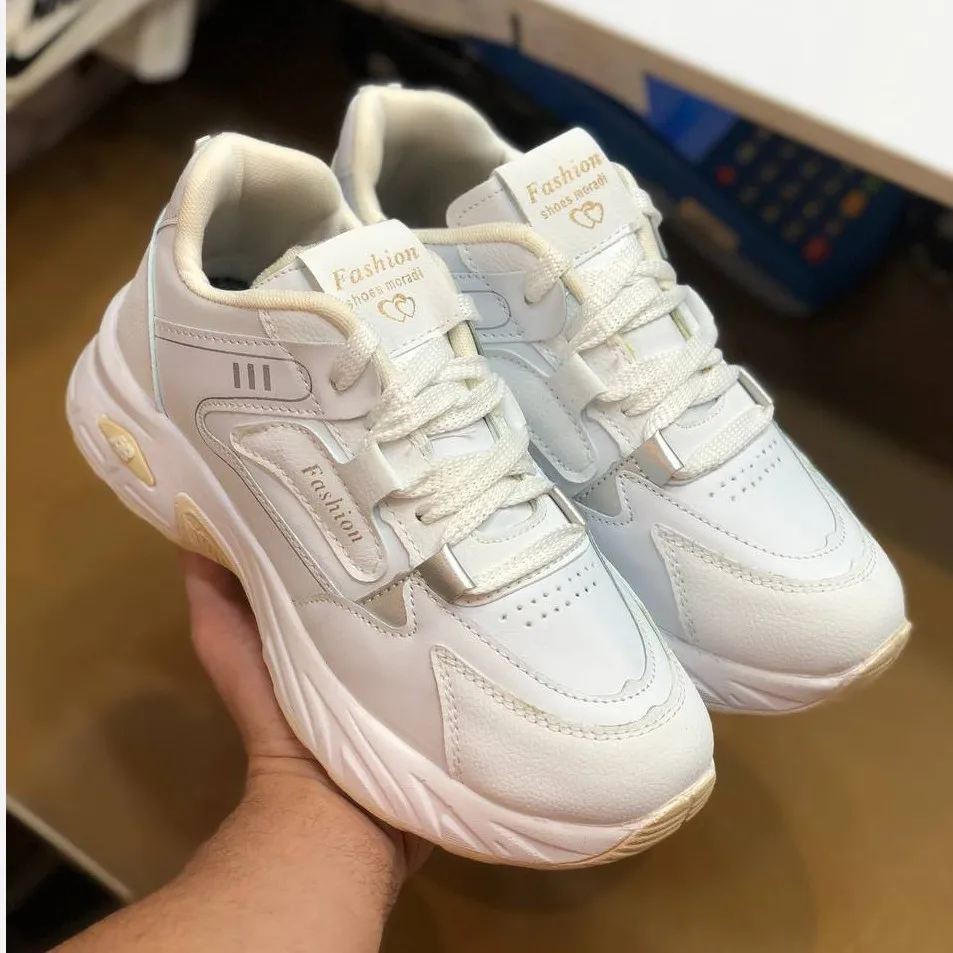کفش چرم اسپرت زنانه مدل ستاره سفید