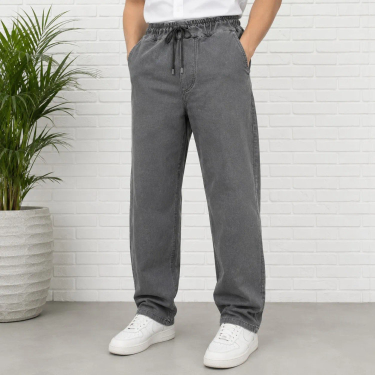 شلوار کتان مردانه نیم بگ کمر کشی روزمره