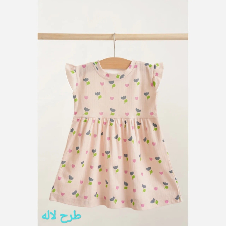 سارافون تابستانه دخترانه نخ پنبه طرحدار مناسب 2 تا 8 سال