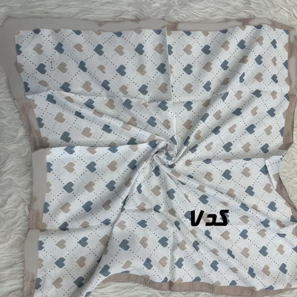 مینی اسکارف آبی نخ طرحبندی قواره 65×65 مناسب استفاده روزمره