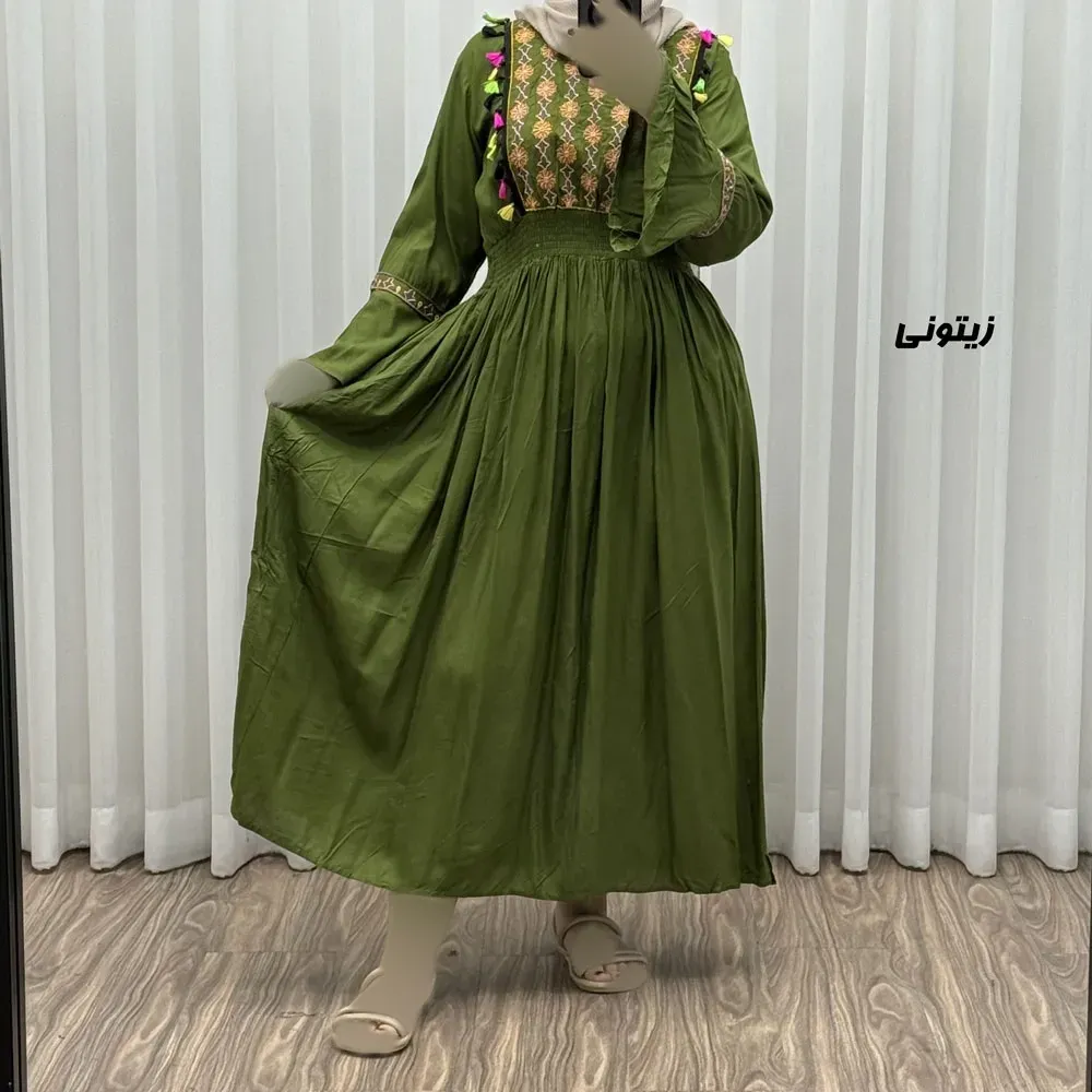 پیراهن نخی گلدوزی زنانه و دخترانه مدل جانان فری سایز مناسب تا 48